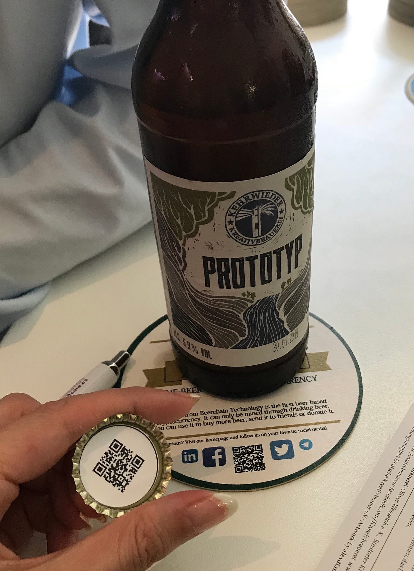 QR codes granting recipients tokens that can be used for buying more beer. / Crystal Sangar